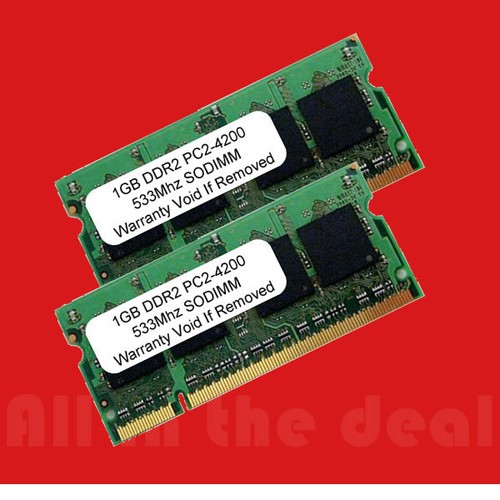 Kit de 2 GB 2 X 1 GB PC2-4200 SODIMM 4200 DDR2 DDR-2 533mhz 533 GB Laptop Memoria de 200 pines - Imagen 1 de 1