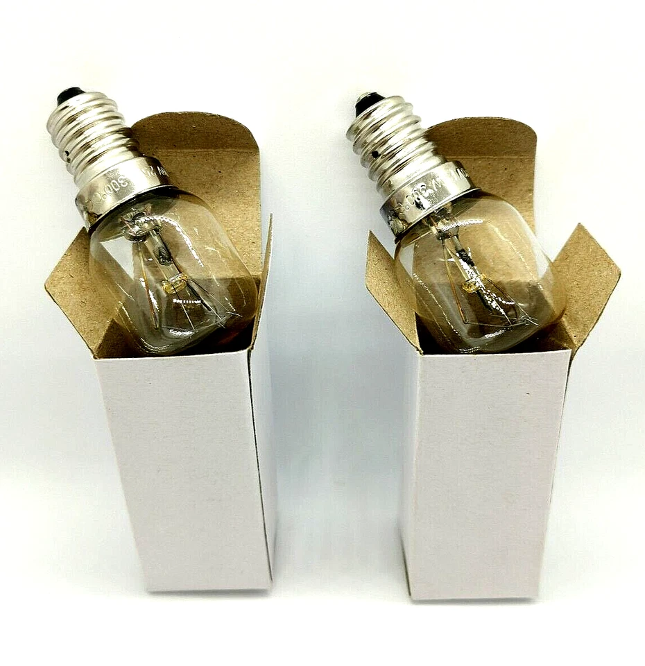 2 Pack E14 Screw Tubular Clear Bulb Light 25W For Oven Fridge and Microwave - Image 2 of 4