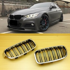 Sedan Shiny Black For Bmw 3 Series F30 F31 M3 Look 318d 3d Front Grille Chrome Ebay
