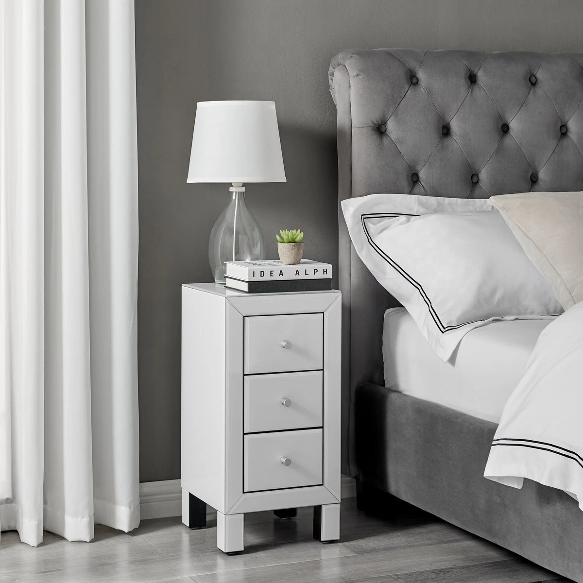 Black mirrored cheap bedside tables
