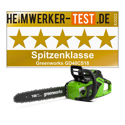 40V Akku Kettensäge 40cm Greenworks GD40CS18 ohne Batterie und Ladegerät