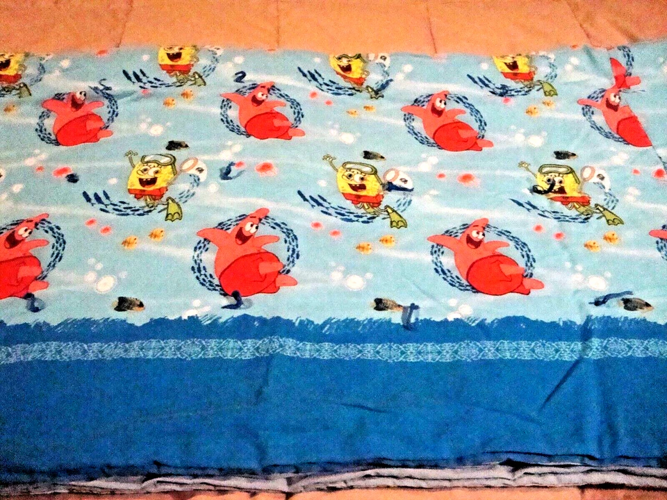 Edredón Hecho a Mano Bebé Niño Pequeño Bob Esponja Tema Vida Marina Manta Azul 40x42" AA11 Foto 4 de 4
