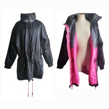 Vtg 80s Kaelin Ski Snowboard Jacket Black & Hot Pink Insulated Coat Size 14