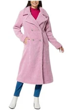 G by Giuliana Black Label Double Breasted Teddy Coat Lilac Pink