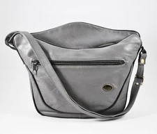 Vintage GIUDI Messenger Crossbody Bag GRAY LEATHER Avant Garde Tote Italy