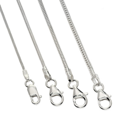 STERLINGSILBER RUNDE SCHLANGENKETTE 16'' 18'' 20'' EIDECHSE ANHÄNGER HALSKETTE PANZERBOX