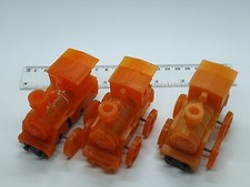 Soviet vintage 3x orange locomotives trains set 1970s toy Ukraine USSR