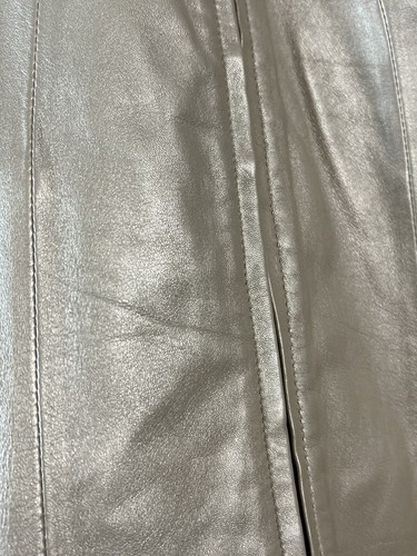 Wilsons Leather Jacket Women XL Beige Pearl Cream Full Zip Pockets Shiny Y2K - Bild 5 von 16