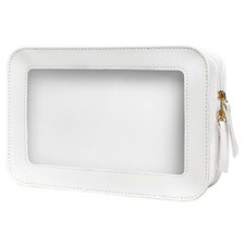 LETGO Clear Makeup Bags, TSA Approved Toiletry Bag with Zipper, Clear 0-White