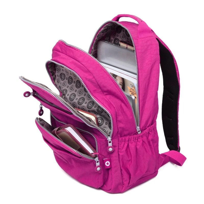 Backpack Anti theft Waterproof School Bag Luxury Rucksack Nylon Purple Pink Blue