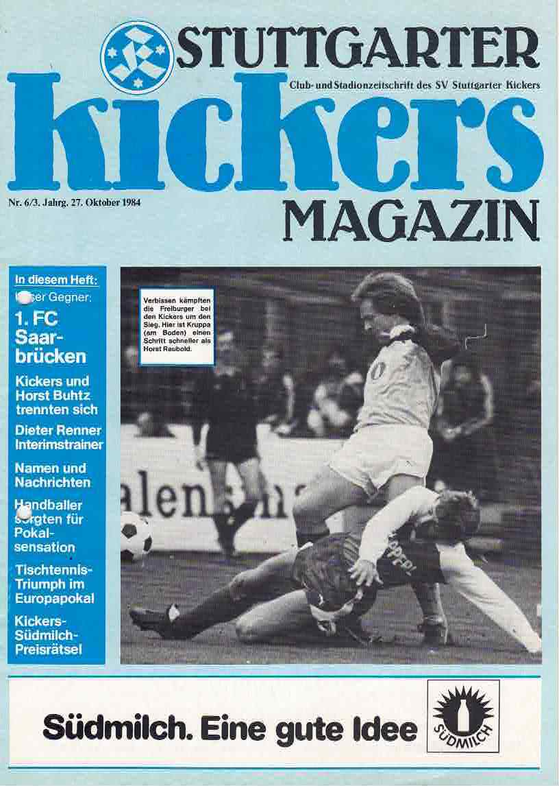 Cahier Programme Football 83/84 – 2. Liga – 1. FC Sarrebruck Vs Rot-Weiss Essen