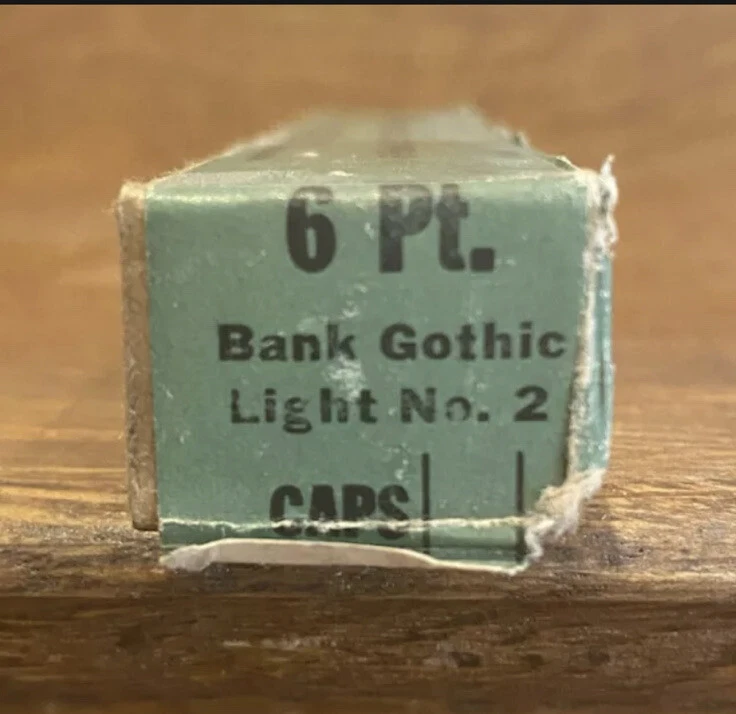 NOS ATF 6pt. Bank Gothic Light no.2 CAPS Letterpress Type Vintage sealed - Image 3 of 3