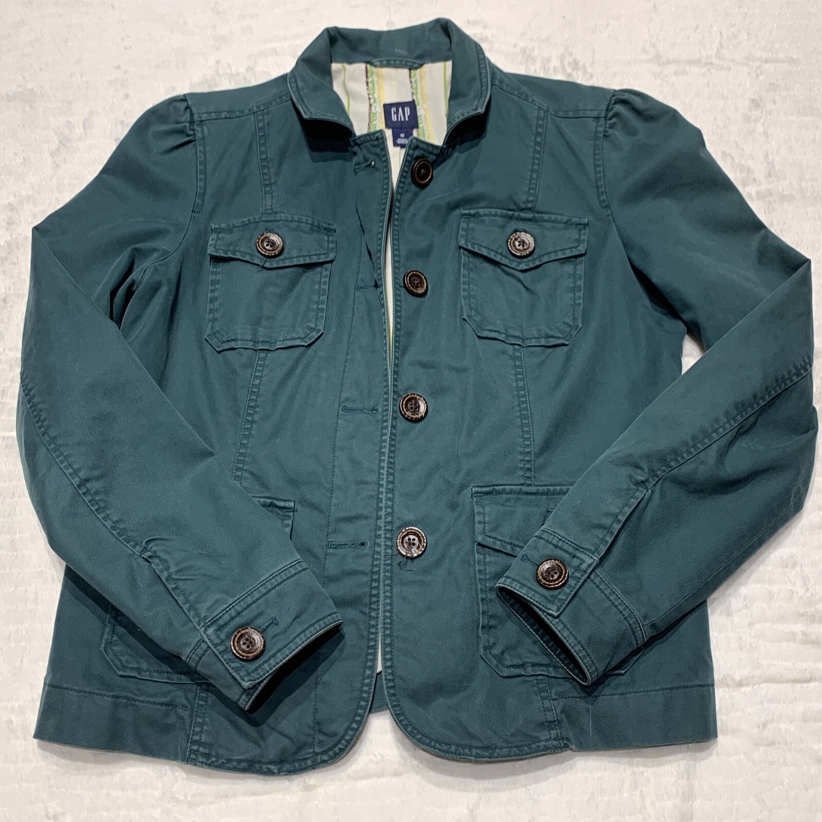 Gap Coat Jacket Size 12 Button Down Four Pockets … - image 2