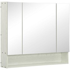 ARMADIETTO A SPECCHIO PER BAGNO CON RIPIANI REGOLABILI 3 PORTE 90X15X75CM