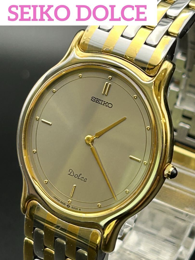 p*4様 【動作良好】SEIKO　DOLCE　メンズ腕時計 Seiko Dolce 9530-6000 Analog Quartz Men Ff376 Gold