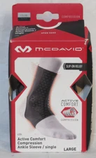 MCDAVID ACTIVE COMFORT COMPRESSION ANKLE SLEEVE LARGE L 6306 GRAY BLACK NEW NIB