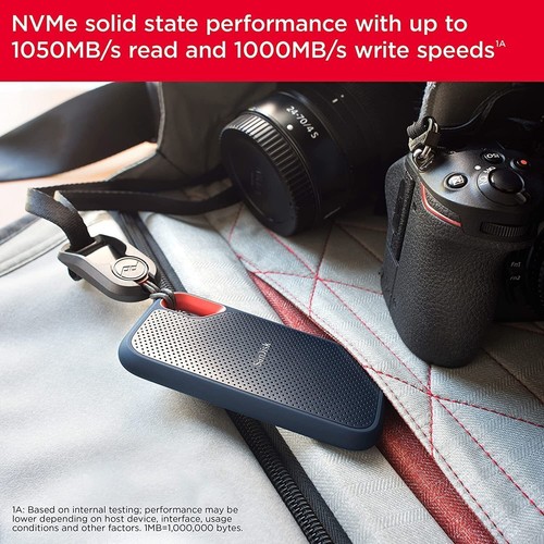 SanDisk 2TB Extreme SSD 1050MB/s USB-C Water Resistance SDSSDE61-2T00-G25 - Picture 6 of 6