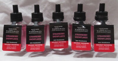 White Barn Bath & Body Works Wallflower Refill Bulb Lot 5 STRAWBERRY SNOWFLAKES