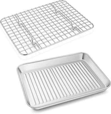10.5 Inch Toaster Oven Pan Rack Stainless Steel Baking Toaster Oven Tray Cooking