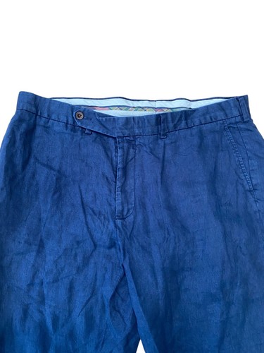 Vintage Polo Ralph Lauren Pants Mens W40 Navy Blue Dressy Business 100% Linen - Picture 3 of 9
