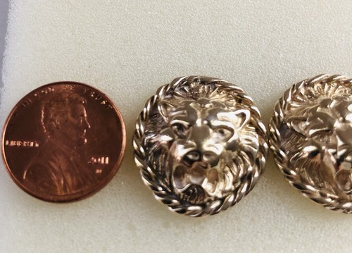 Signed JEZLAINE STERLING Gold Vermeil over Silver LION Pierced Earrings - Picture 10 of 11