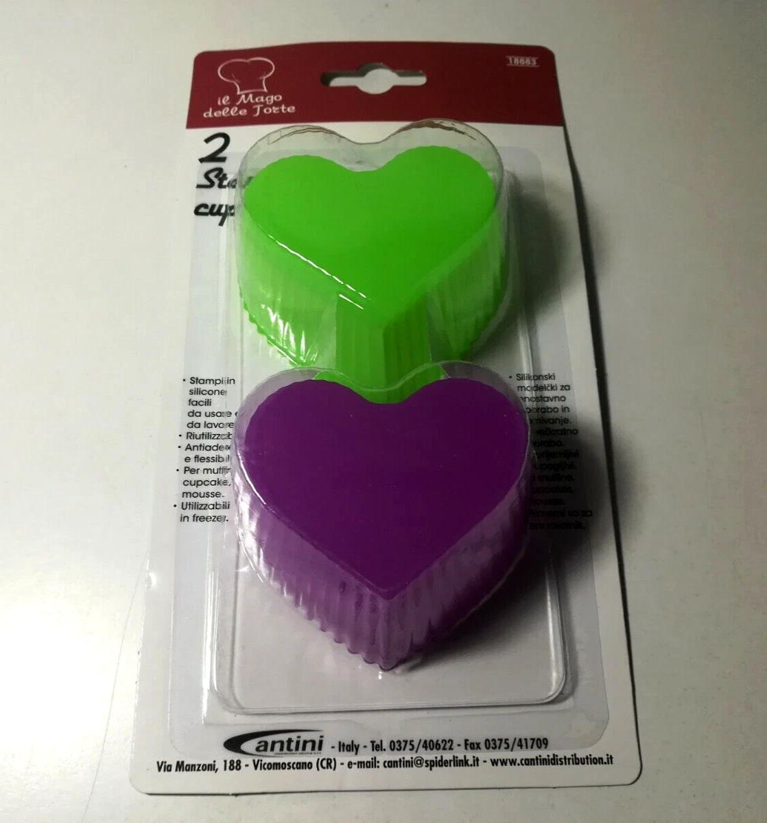 DesignerBox Confezione da 12 stampi in silicone riutilizzabili per torte, muffin, con 2 spatole in silicone Set 1