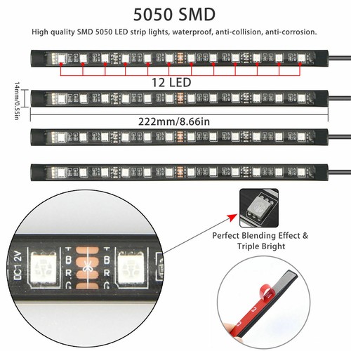 Tubo de luz interior de coche atmósfera luz ambiental tira LED lámpara de neón flexible EE. UU. - Imagen 10 de 15