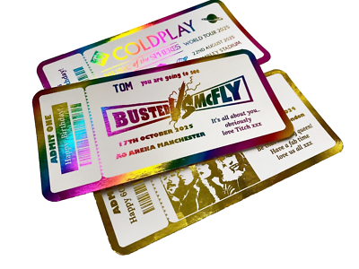 Coldplay Personalised Foiled Golden Ticket, Souvenir Keepsake