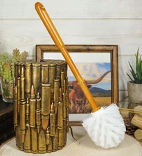 Western Military Rifle Ammo Shells Gold Tone Bullets Toilet Brush and Holder Set