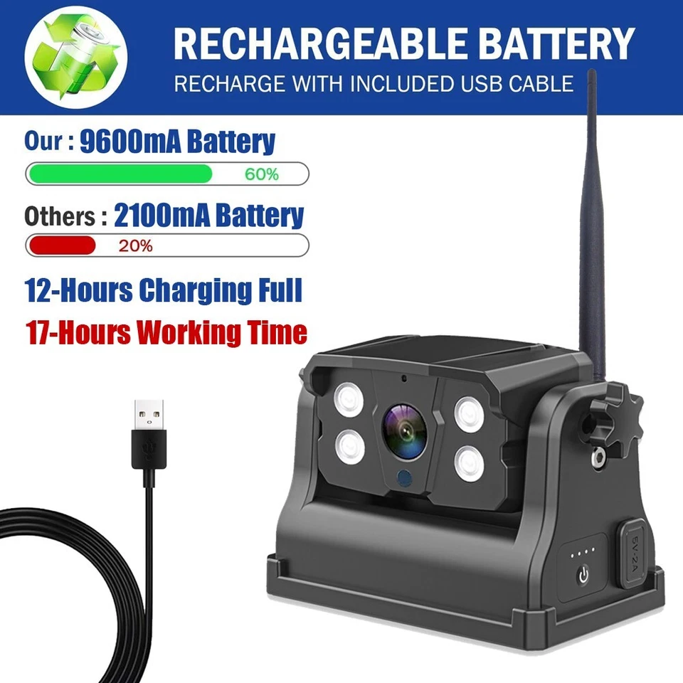 Wireless 7" Monitor Magnetic Trailer Hitch Rear View Camera Plug&Play Caravan RV - Image 3 of 4