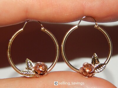 14K YELLOW ROSE GOLD FLOWER FLORAL 9/10TH INCH