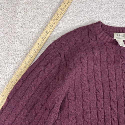 LL Bean Cable Knit Sweater Mens Large Red Burgundy Fisherman Wool Blend Vintage - Picture 7 of 7