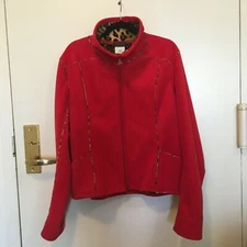 Linda Lundstron Red and Faux Leopard Fur and Suede Women's Full-Zip Jacket 