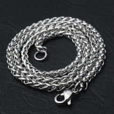 5pcs/lot 2.5/3/4/5/6mm Stainless Steel Wheat Braided Chain Necklace Mens Jewelry