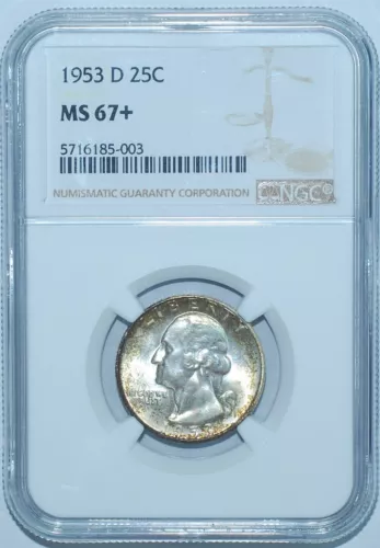 1953 D NGC MS67+ Business Strike Washington Quarter
