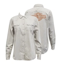 Harley-Davidson Women's Beige 1903 L/S Woven Shirt (S17)