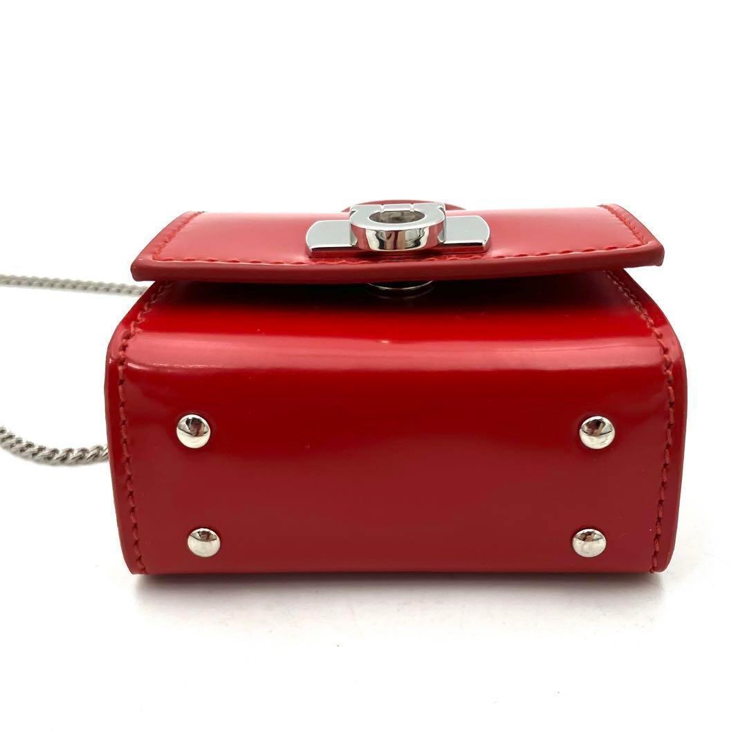 【 Ferragamo 】Logo Embroidered Red ショルダーバッグ Salvatore Ferragamo Shoulder Bag Leather Red Chain Logo For