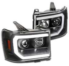 Fit 07-13 Gmc Sierra 1500 2500 3500 Hd Built-in Led Projector Headlights Black