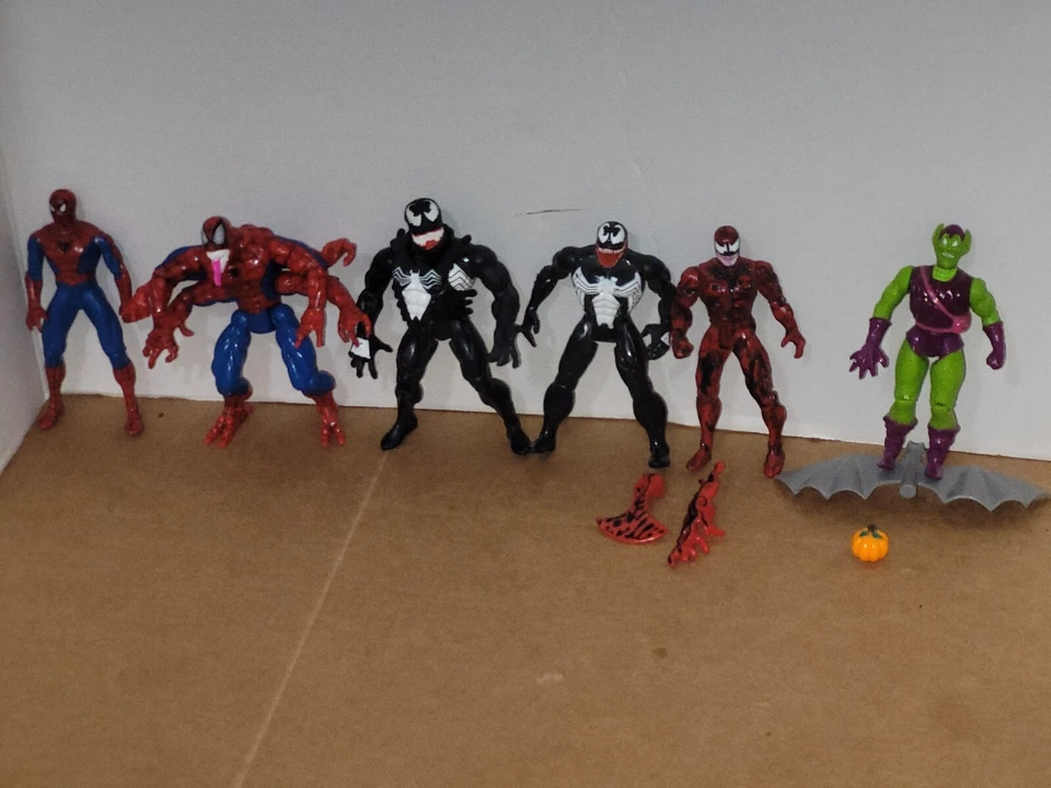 Vintage ToyBiz 1994 6 arm Spider-Man Venom Carnage Green Goblin lot of 6 - Image 2 of 4