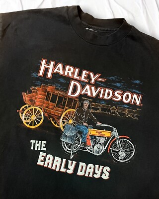 80's Harley-Davidson Tシャツ ブラックＬ Vintage 80s Harley Davidson Black TShirt • The Early Days