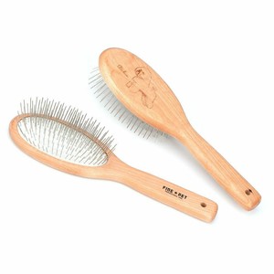 Wood Oval Steel Pin Brush Short Long Hair Dogs Cats Pet Grooming