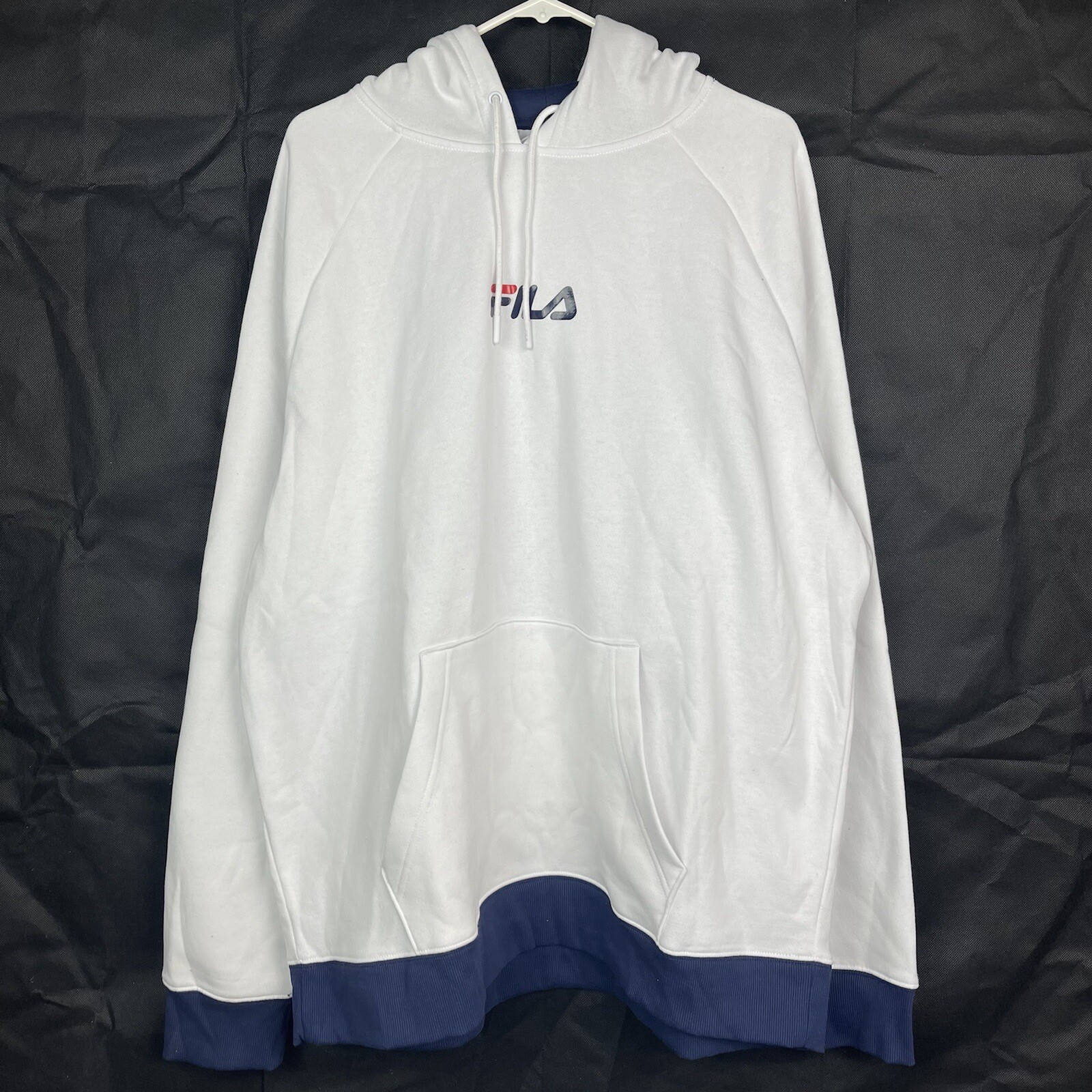 Felpa con cappuccio Fila pullover logo Bonafide blu bianco rosso da uomo taglia XXL