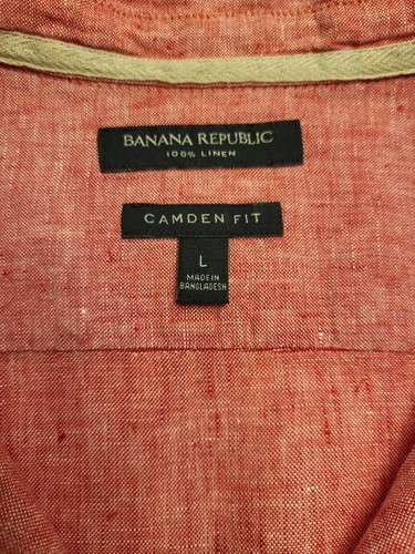 Camicia Banana Republic Camden 100% lino SS con bottoni LG arancione morbido - Foto 2 di 7