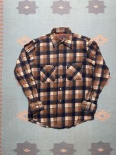 Vintage 80s long sleeve flannel shirt woodland plaid cotton blend NOS medium