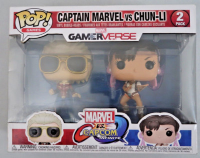 Funko Pop Marvel 2 Pack- Captain Marvel vs Chun-Li Hot Topic Exclusive New