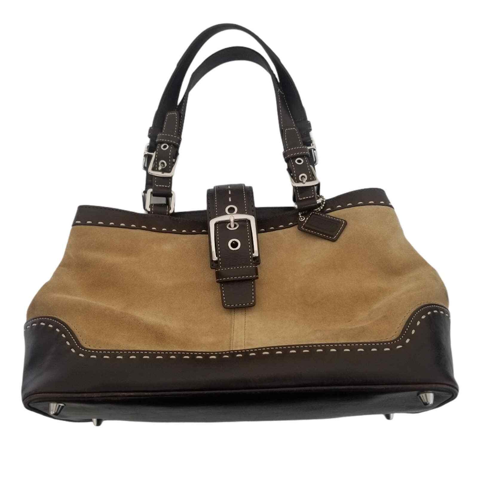 Vintage Coach Tan Suede and Brown Leather Bag Gem