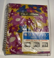 Vintage Retro Flower Photo Album Floral NOS Spiral Magnetic 1970s orange sealed
