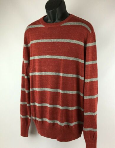 Men's Urban Pipeline Crew Neck Red/Gray Striped Sweater - Size Large - Picture 2 of 9