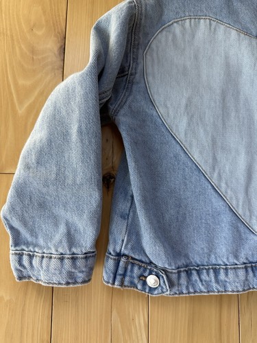 ZARA SIZE 3-4 YEARS GIRLS DENIM JACKET SNAP CLOSURE HEART THEME - Picture 9 of 11