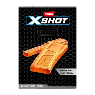 Zuru X-Shot Pro Set of 2 Magazines 1x Half M-15-S & 1x Full M-15-L Sizes Orange